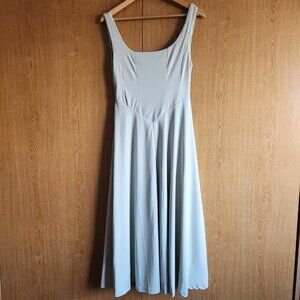 NWOT Pale green basque waist spring midi dress with full circle skirt, size S/M